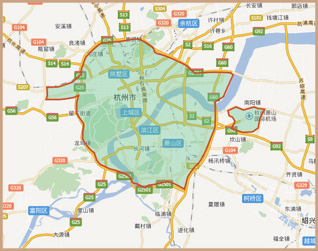 杭州蛋糕配送范围示意图